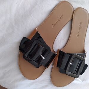 Elegant Black Slide Sandals with Buckle